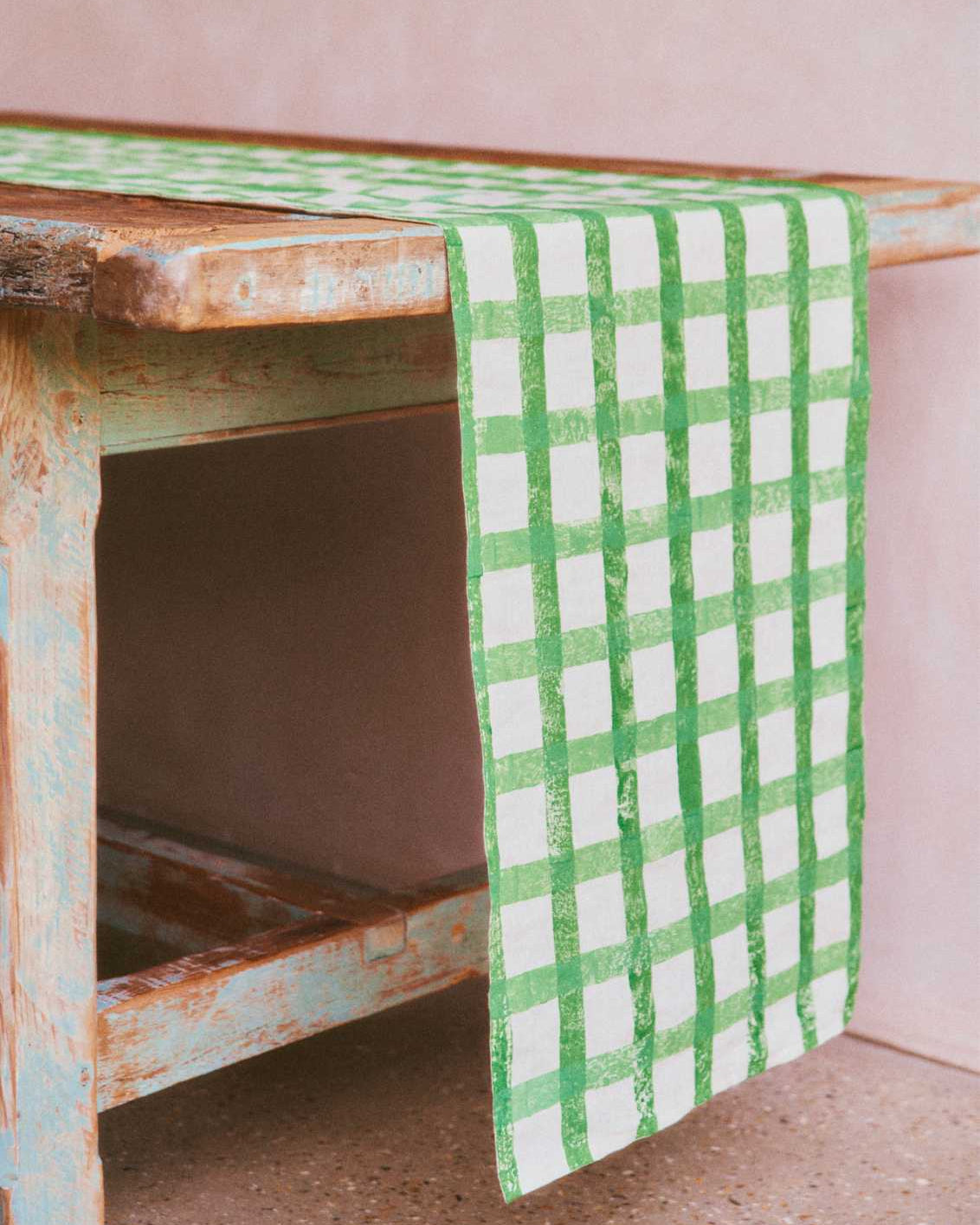Green Gingham Table Runner