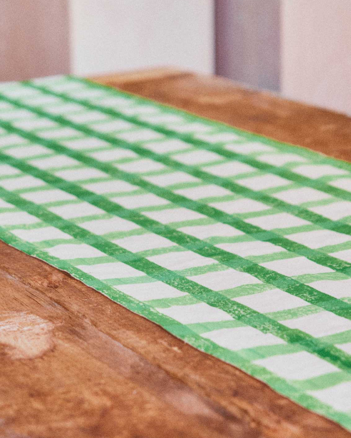 Green Gingham Table Runner