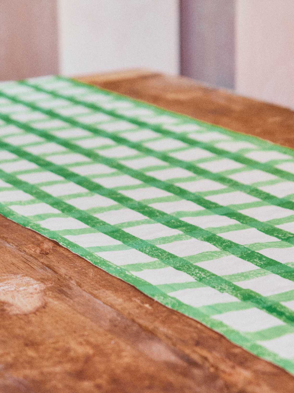 Green Gingham Table Runner