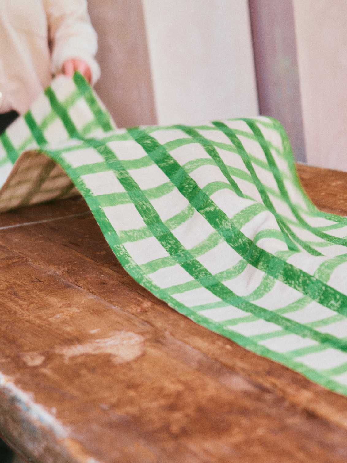 Green Gingham Table Runner