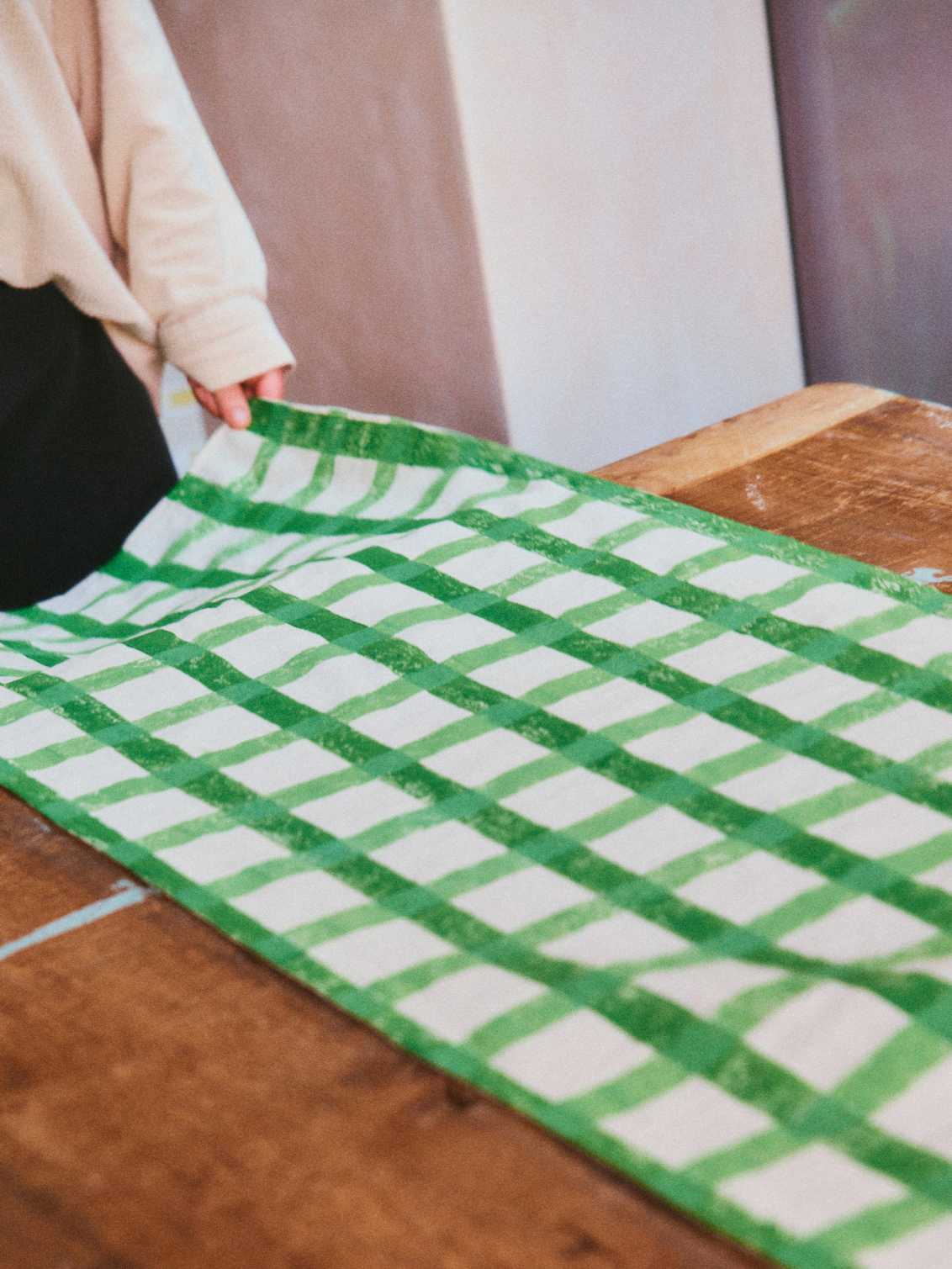 Green Gingham Table Runner