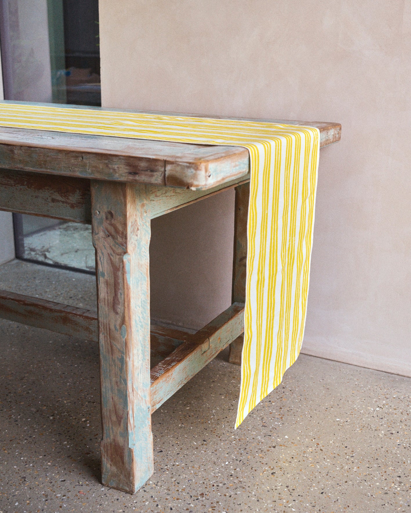 Lemon Yellow Stripe Table Runner