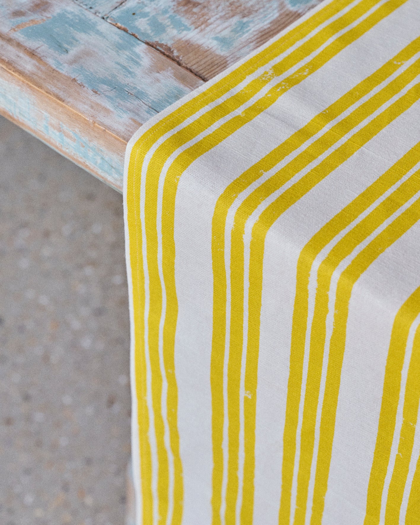 Lemon Yellow Stripe Table Runner