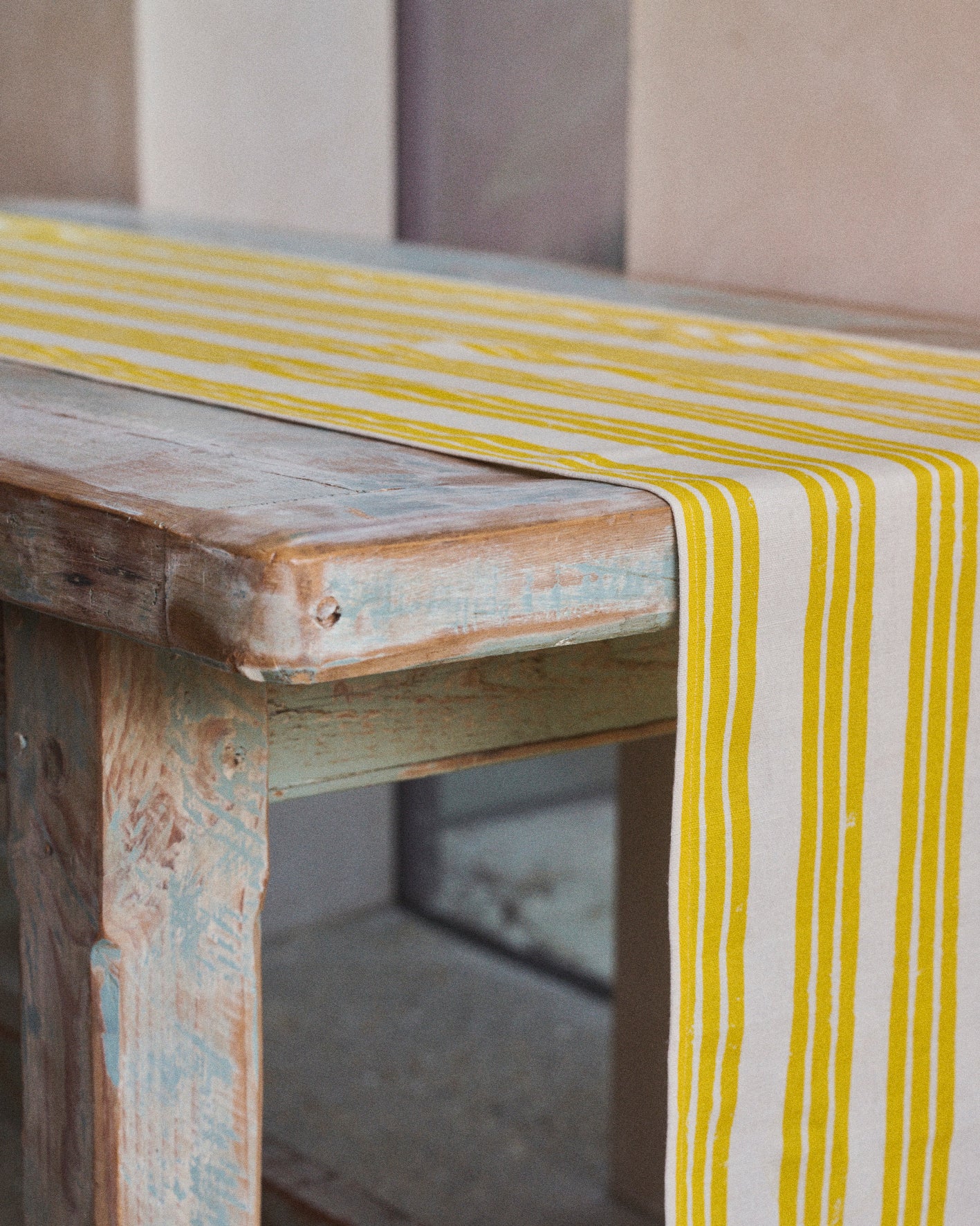 Lemon Yellow Stripe Table Runner