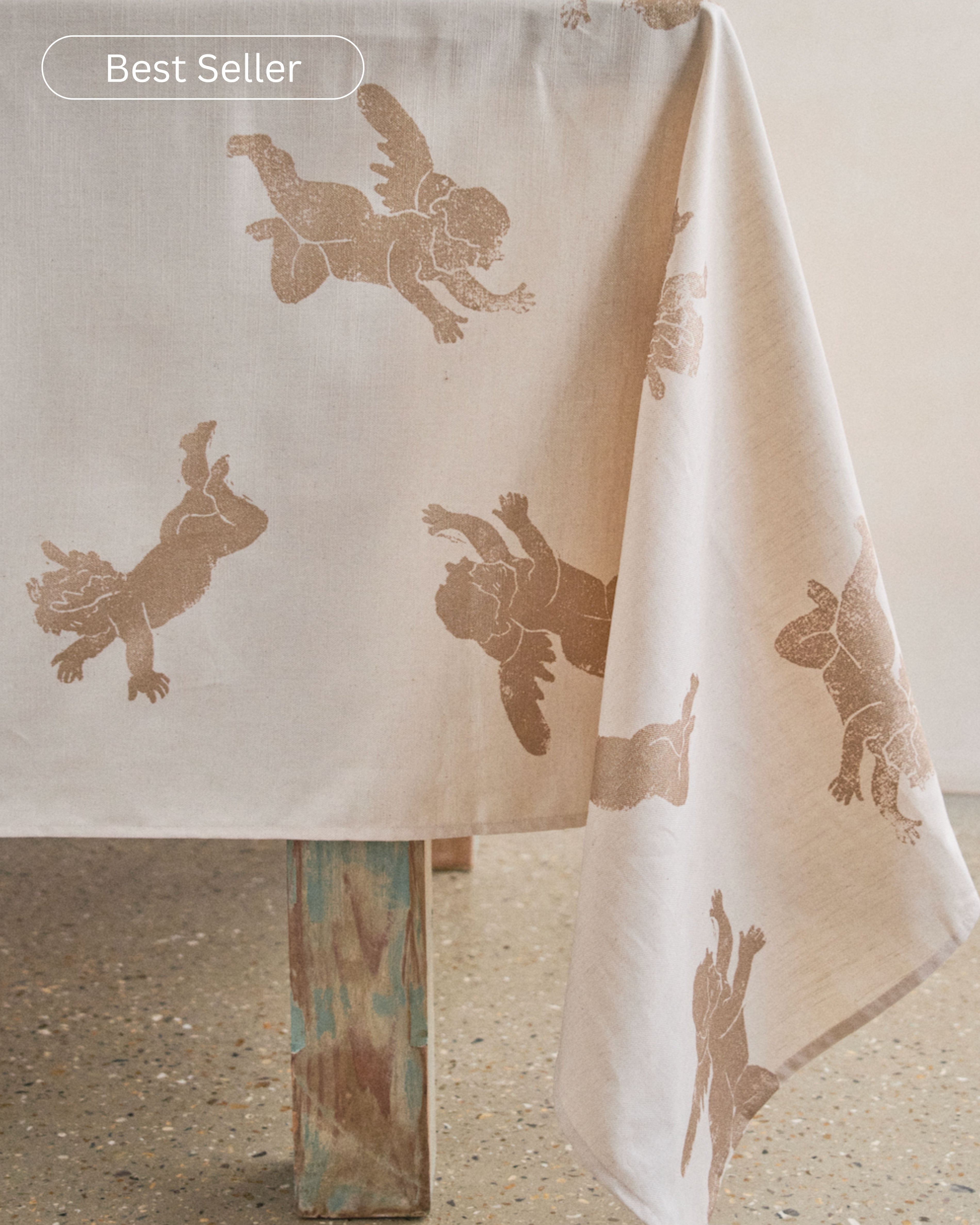 Christmas Gold Cherub Tablecloth