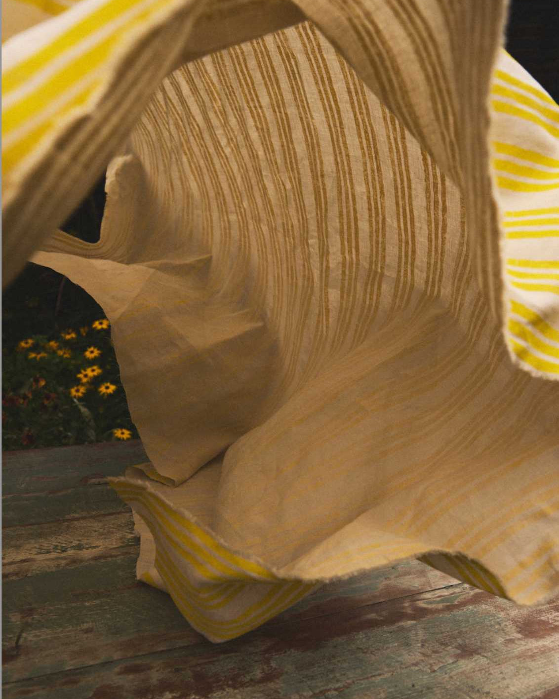 Lemon Yellow Stripe Tablecloth
