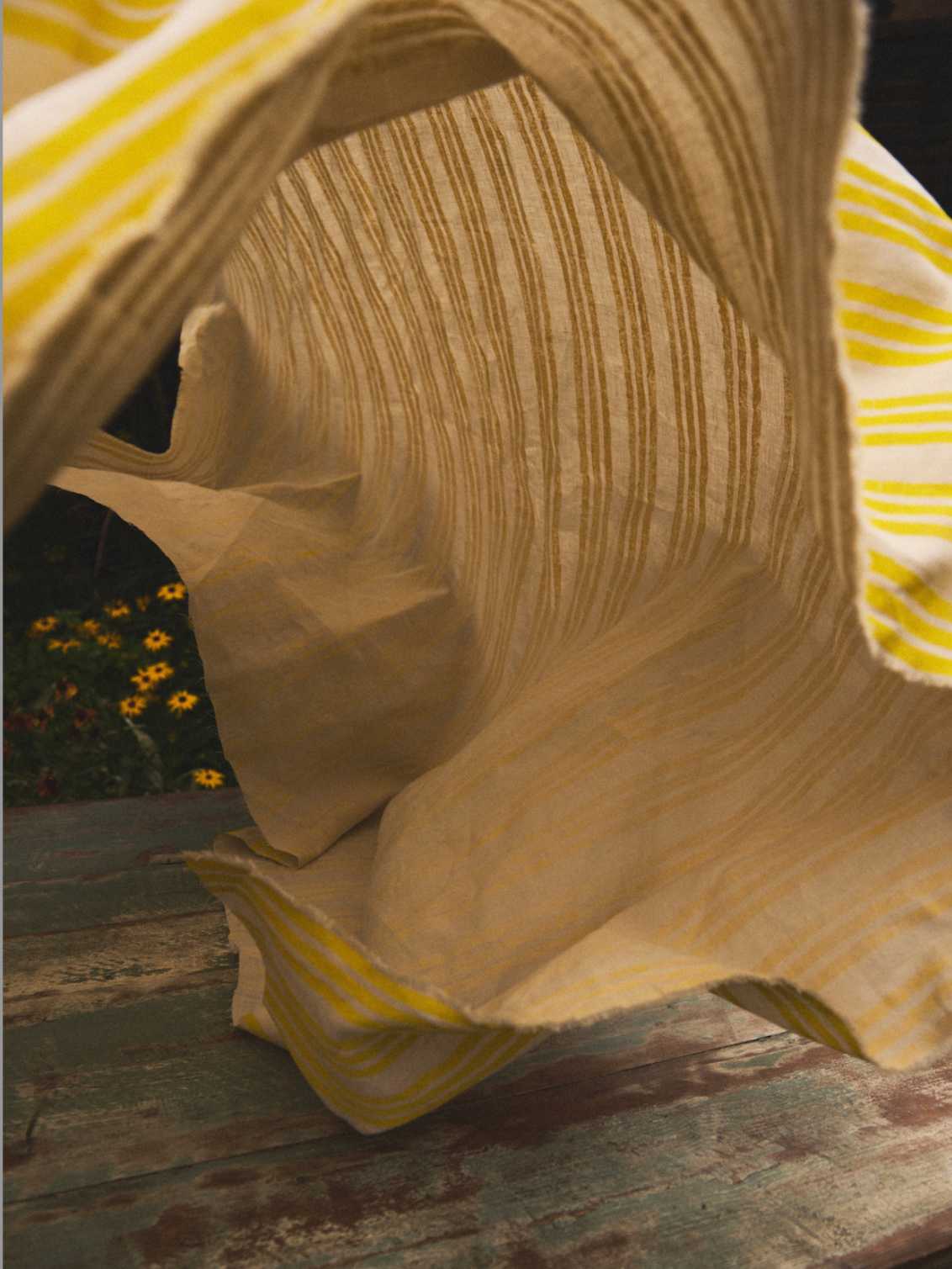 Lemon Yellow Stripe Tablecloth