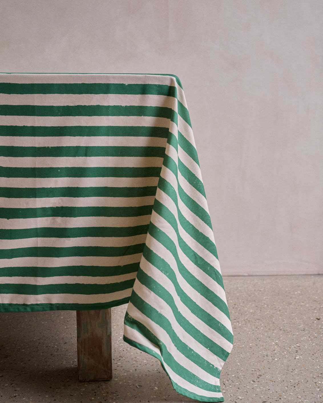 Green Stripe Tablecloth