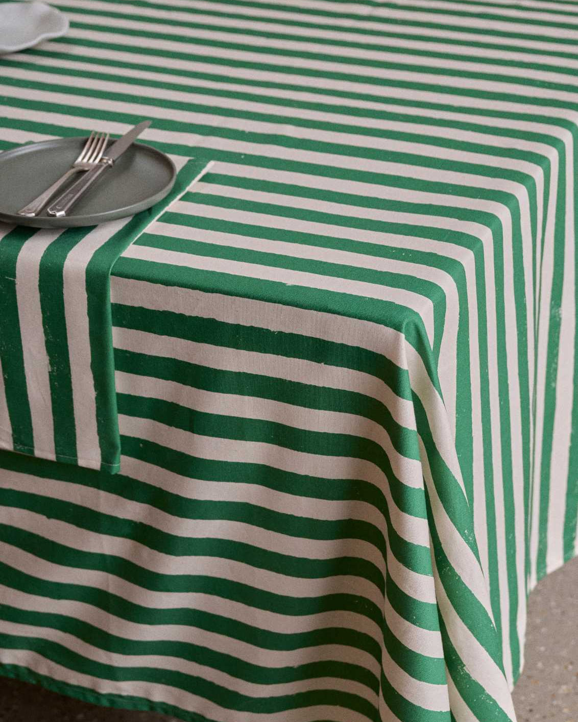Green Stripe Tablecloth