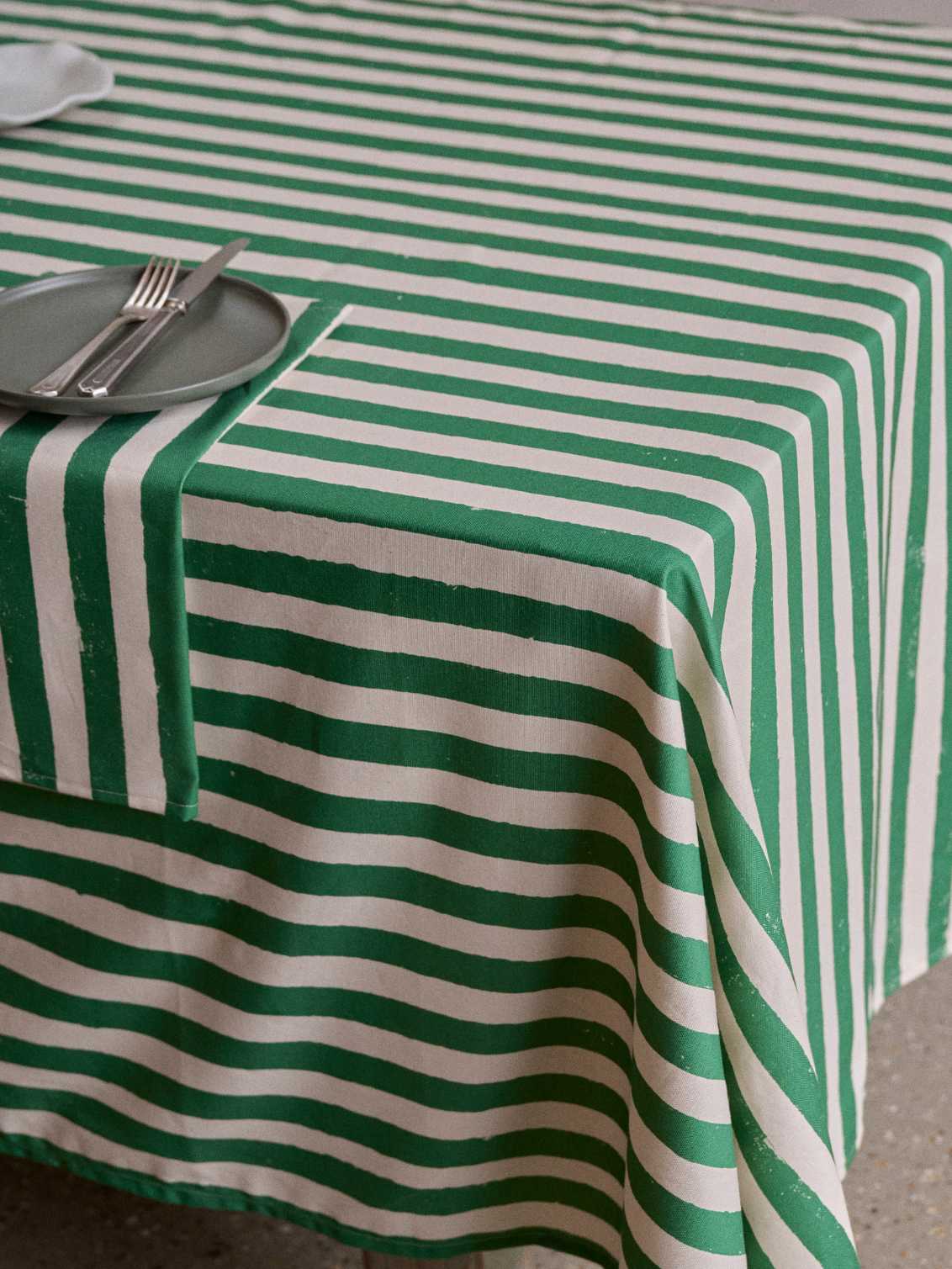 Green Stripe Tablecloth