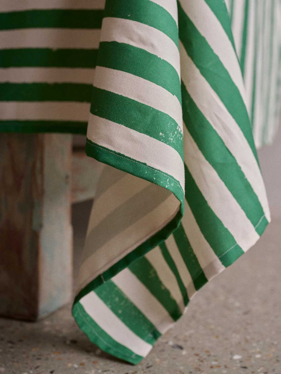 Green Stripe Tablecloth