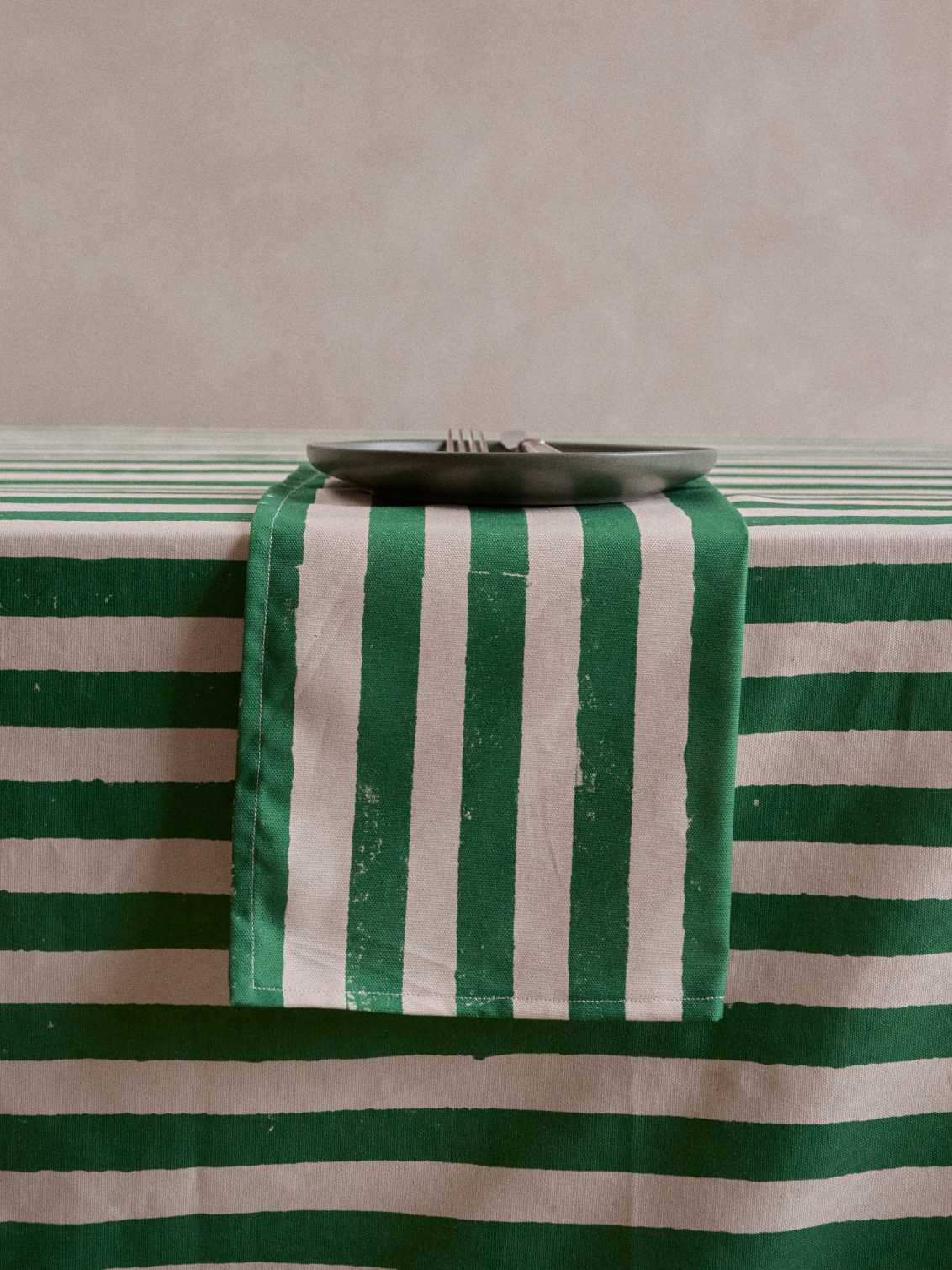 Green Stripe Tablecloth