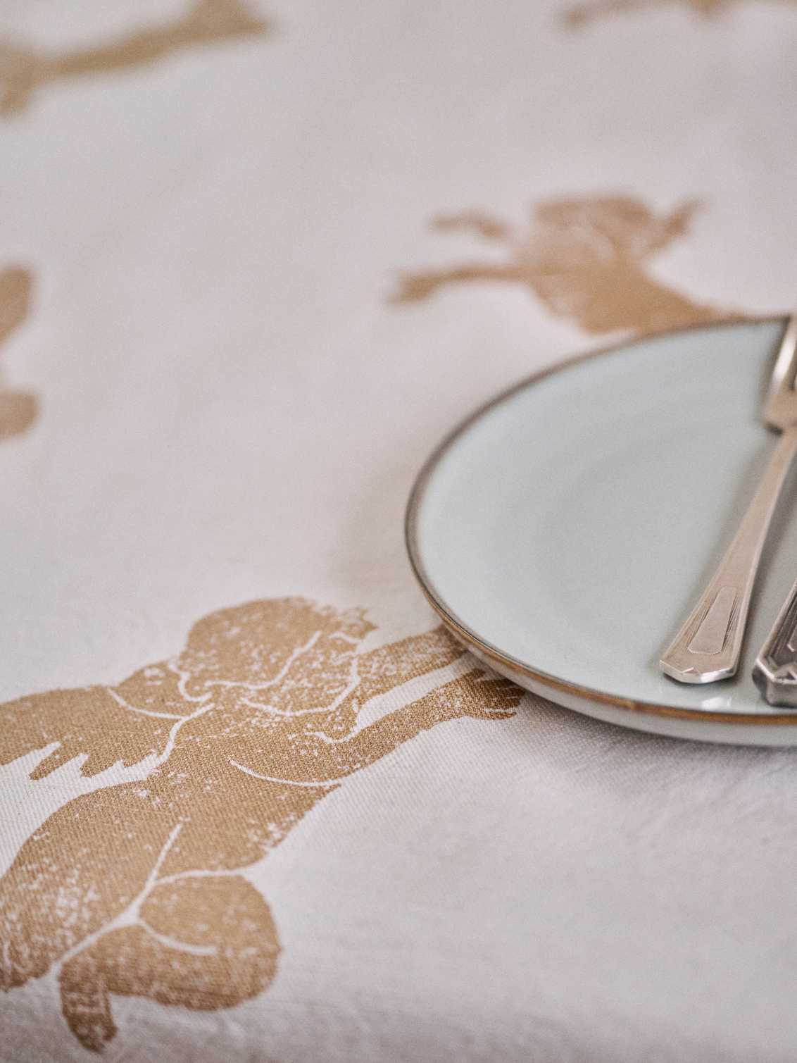 Christmas Gold Cherub Tablecloth