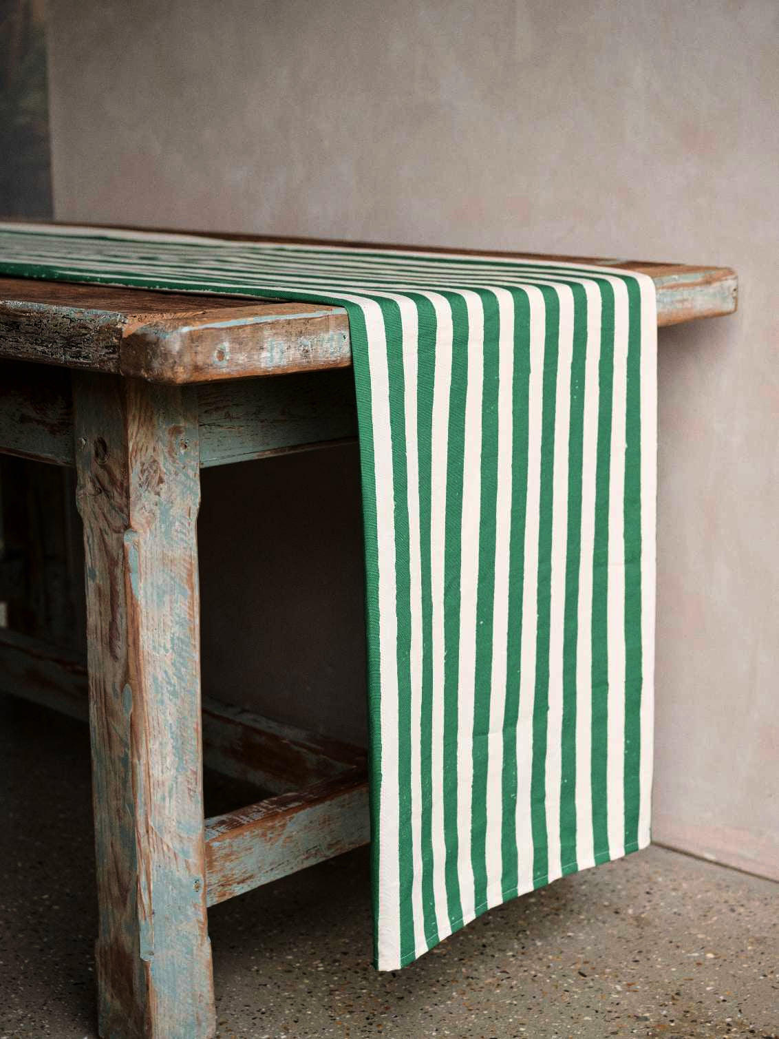 Green Stripe Table Runner
