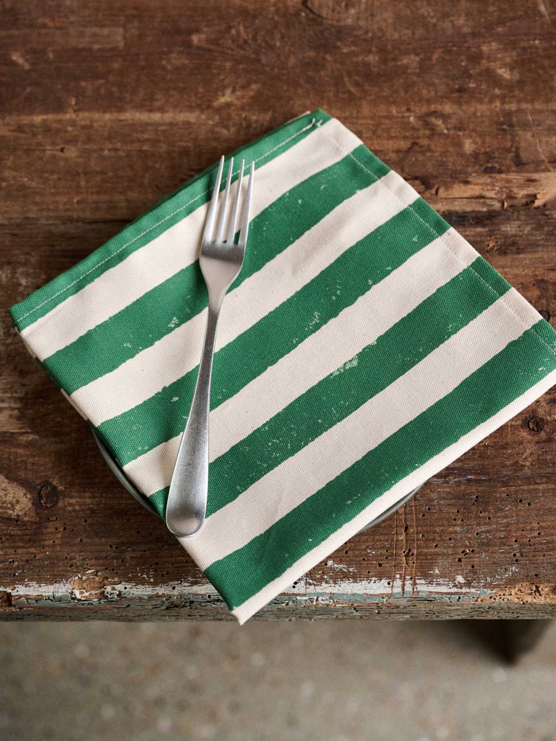 Green Stripe Napkins (Set Of Four)