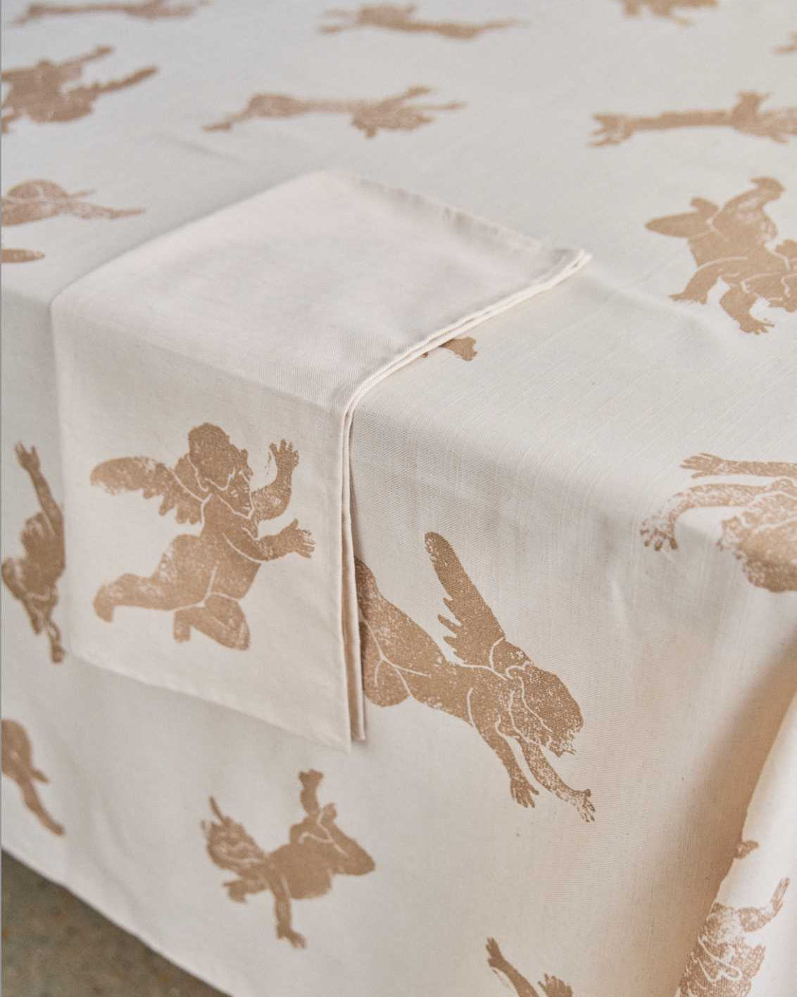 Christmas Gold Cherub Tablecloth