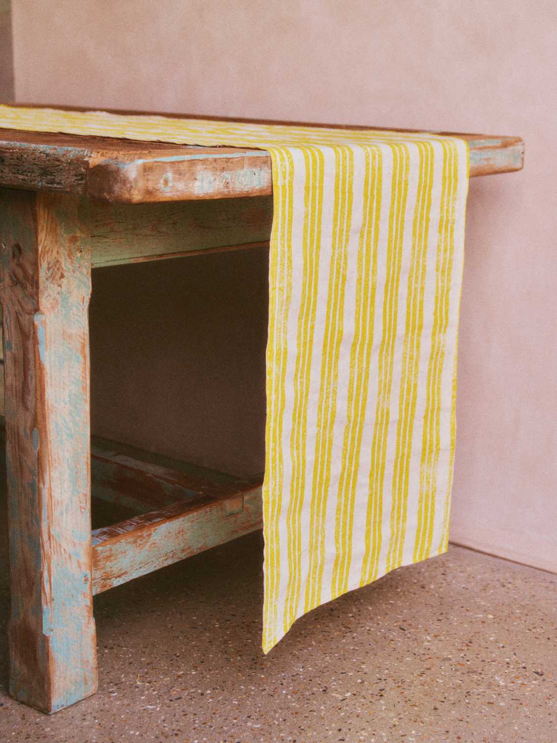 Lemon Yellow Stripe Table Runner