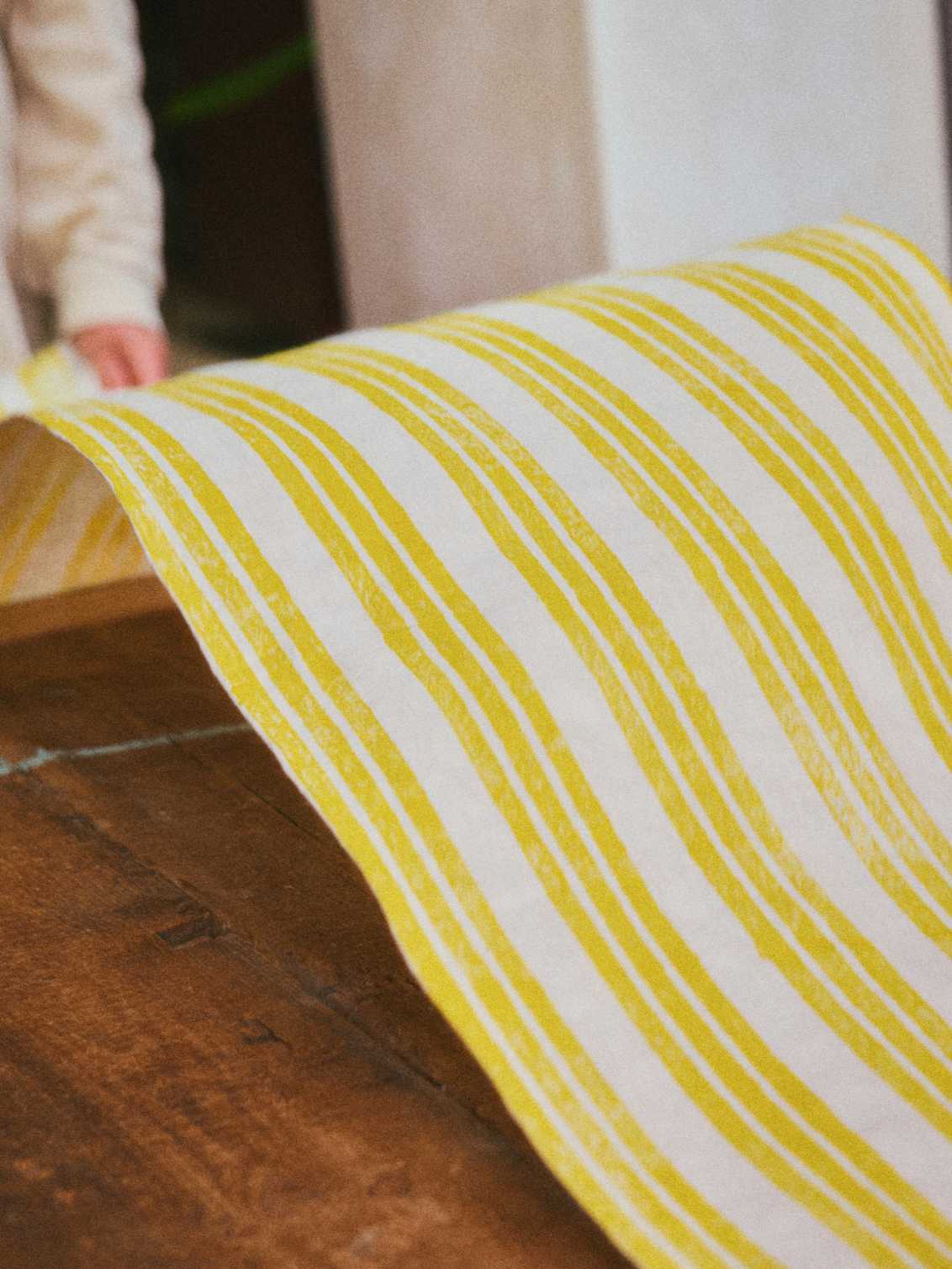 Lemon Yellow Stripe Table Runner
