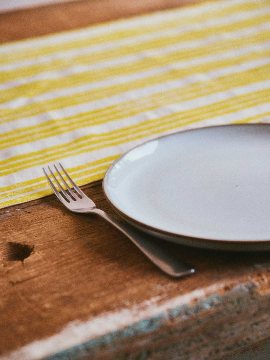 Lemon Yellow Stripe Table Runner