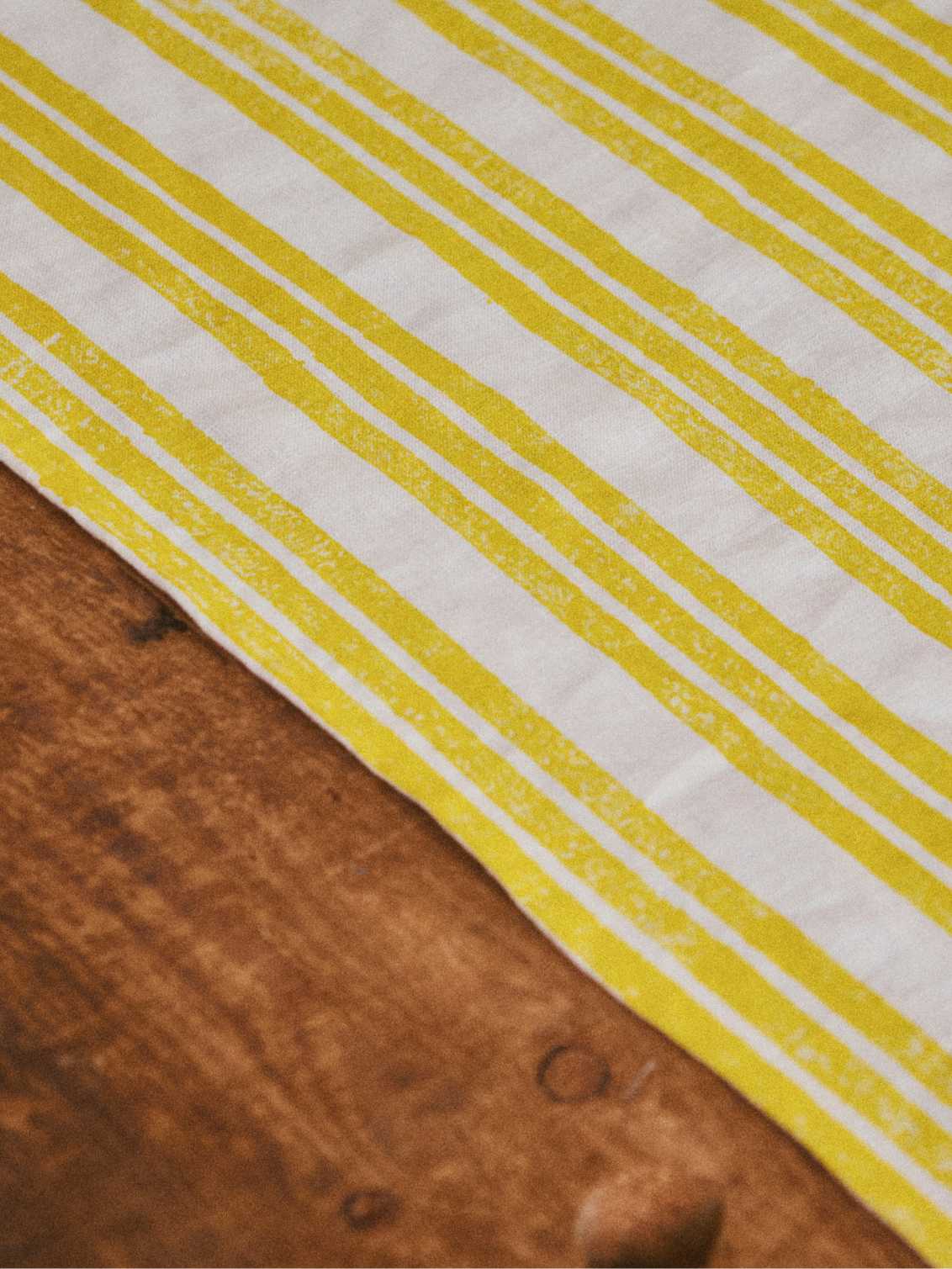 Lemon Yellow Stripe Table Runner