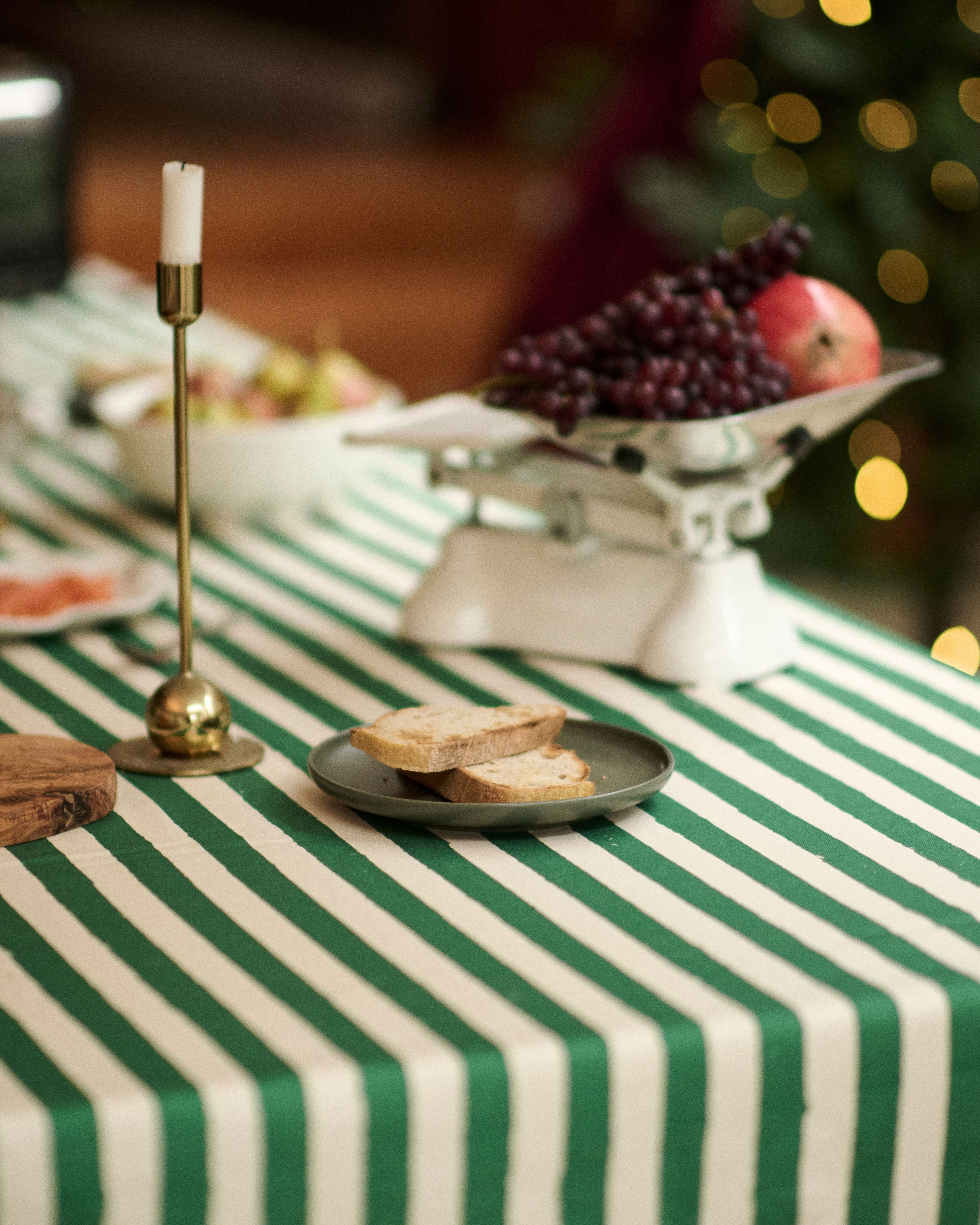 Christmas Green Stripe Tablecloth