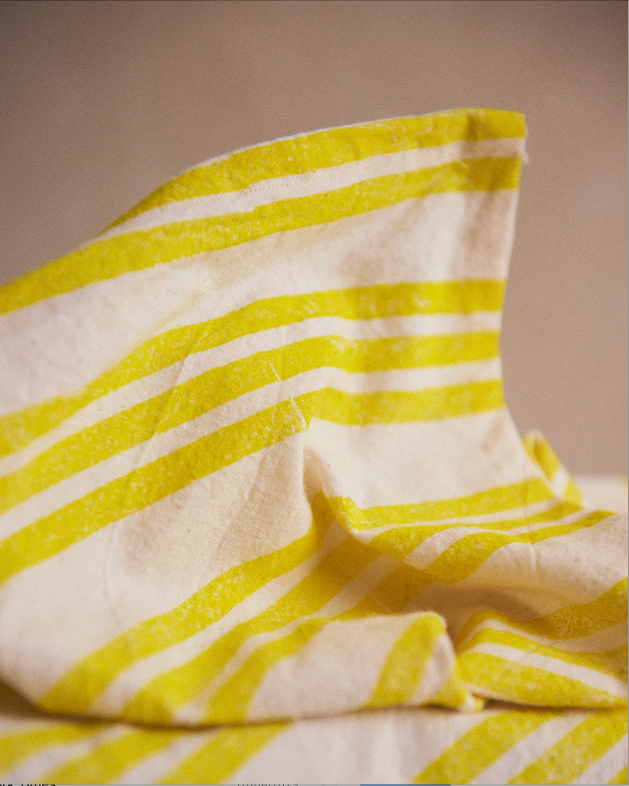 Set of Four Lemon Yellow Striped Napkins