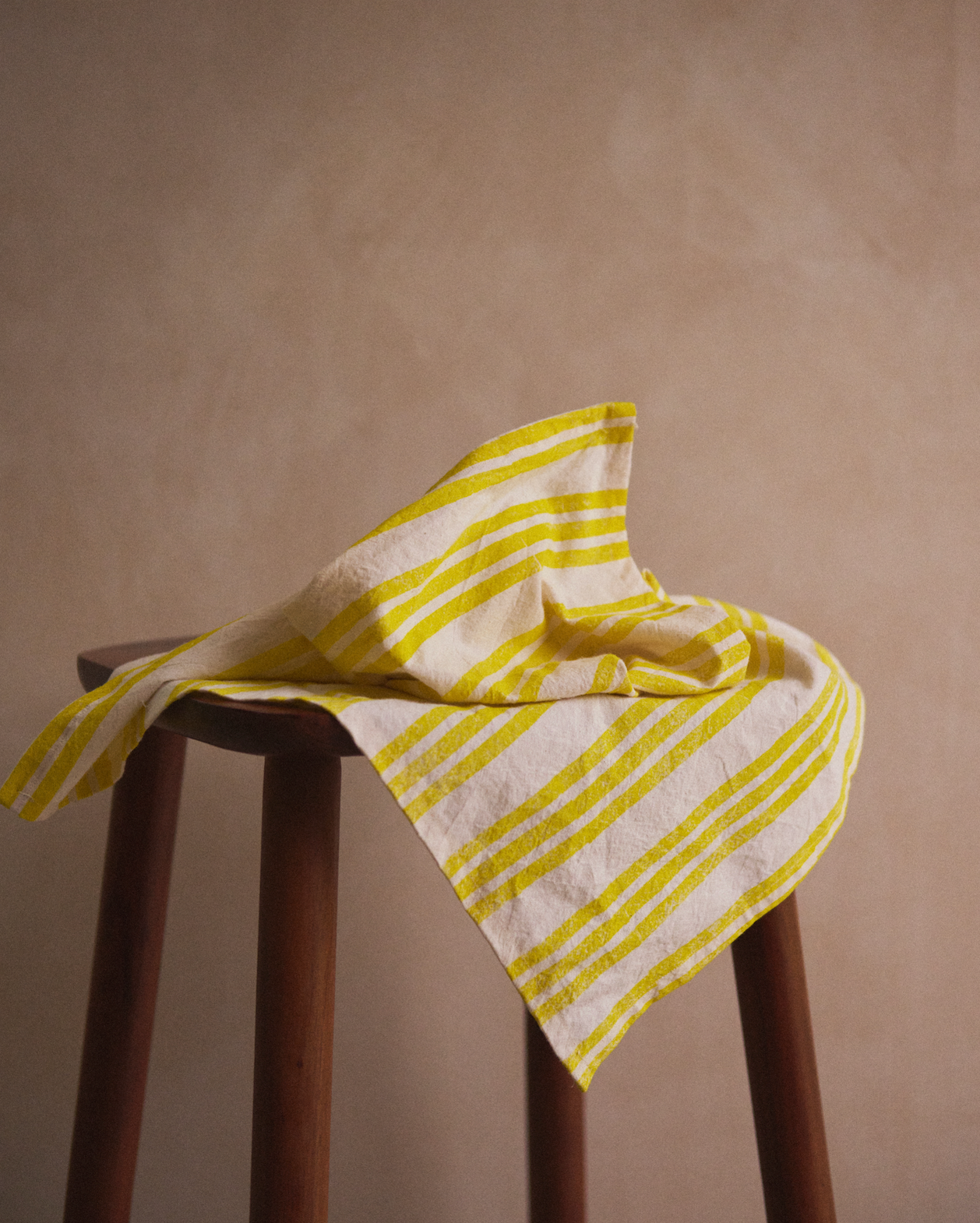 Set of Four Lemon Yellow Striped Napkins